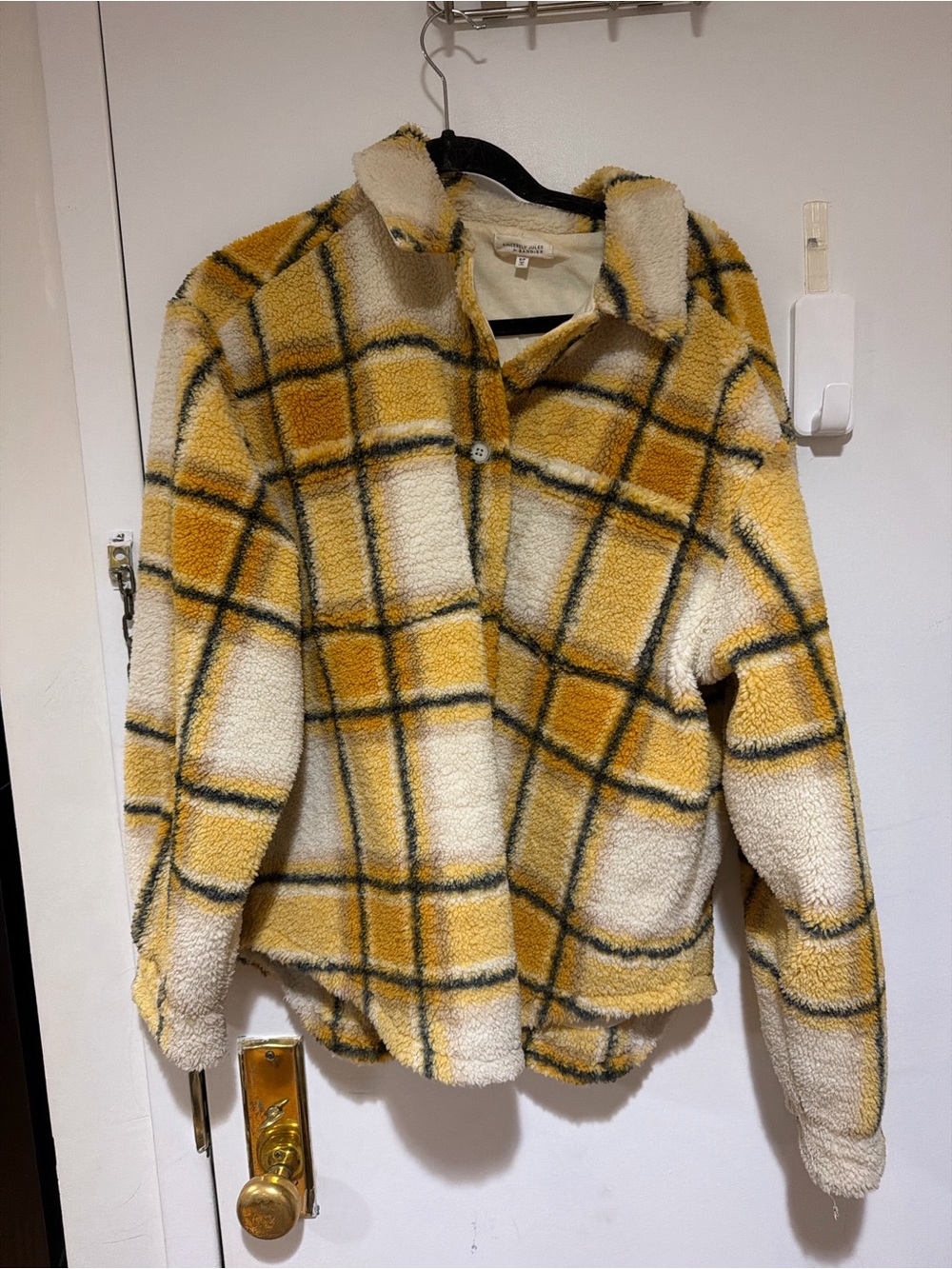 Bandier Cozy Yellow Plaid Sherpa Jacket - Women's